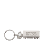 Keyring in the shape of a silver truck for promotions view with print area