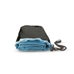 Polyester sports towel in a nylon bag for promotional events blue colour