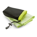 Polyester sports towel in a nylon bag for promotional events green colour