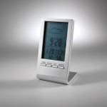 Weather station with blue LCD display silver colour third view