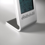 Weather station with blue LCD display silver colour fourth view