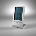 Weather station with blue LCD display silver colour photographic view