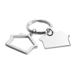 Keyring two house designs shiny silver colour