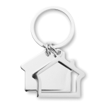 Keyring two house designs shiny silver colour third view