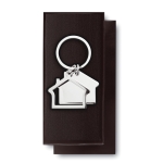 Keyring two house designs shiny silver colour fourth view