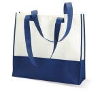 White non-woven bag with coloured handles, 80 g/m2 blue colour