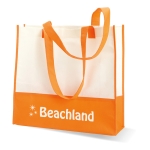 White non-woven bag with coloured handles, 80 g/m2 orange colour main view