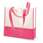 White non-woven bag with coloured handles, 80 g/m2 fuchsia colour