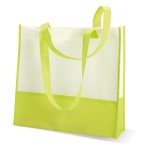 White non-woven bag with coloured handles, 80 g/m2 lime colour