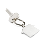 Economical keyring in the shape of a house for promotions matt silver colour