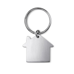 Economical keyring in the shape of a house for promotions matt silver colour second view