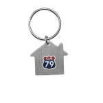 Economical keyring in the shape of a house for promotions matt silver colour third main view