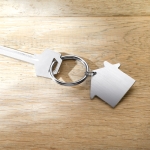 Economical keyring in the shape of a house for promotions matt silver colour ambient view