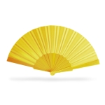 Paper fans in bright colours for summer events, printable yellow colour