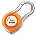 Tape measure in a transparent case with carabiner 2M transparent orange colour main view