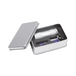 Torch in a metal box for promotions matt silver colour