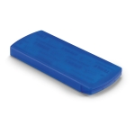 Plastic box with 5 small-format plasters as a promotional item transparent blue colour