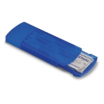 Plastic box with 5 small-format plasters as a promotional item transparent blue colour second view