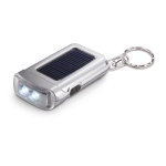 Solar powered torch with keyring in matte silver matt silver colour