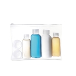 Toiletry bag with 6 empty bottles for travel transparent colour