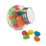 Small sweet jar with colourful jelly beans and lid multicolour colour