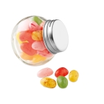 Small sweet jar with colourful jelly beans and lid multicolour colour third view