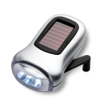 Solar and dynamo powered torch for corporate promotions matt silver colour fourth view