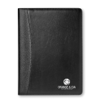 Folder in imitation leather, notepad, solar calculator and pen black colour main view