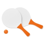 Beach tennis wooden racket and ball for holidays orange colour second view