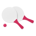 Beach tennis wooden racket and ball for holidays fuchsia colour second view