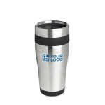 Thermal mug made from stainless steel, 455ml black colour view with print area