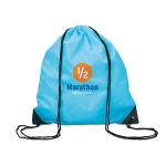 Drawstring bag in cool colours, made of 190T polyester turquoise colour third main view