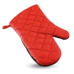 Practical cotton oven glove with a rubberized side red colour