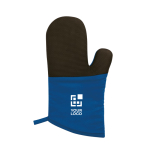 Practical cotton oven glove with a rubberized side view with print area