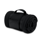 Cosy fleece blanket made of RPET with nylon loop, 180 g/m2 black colour