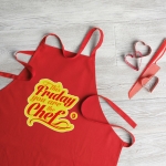 Cooking apron made from 100% cotton, 180 g/m2 red colour third main view