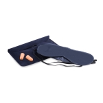 Travel set with neck pillow, sleep mask and earplugs blue colour third view