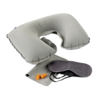 Travel set with neck pillow, sleep mask and earplugs grey colour second view