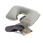 Travel set with neck pillow, sleep mask and earplugs grey colour fourth main view