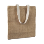 Affordable jute bag with cotton handles beige colour