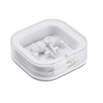 Earphones with silicone cable in box white colour