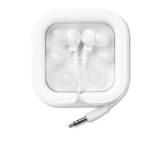 Earphones with silicone cable in box white colour third view