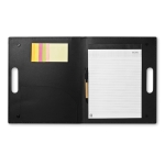 Recycled cardboard folder with notepad, coloured notes and pen black colour second view