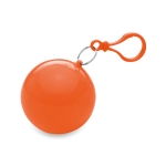 Transparent rain poncho in a plastic ball with a carabiner orange colour