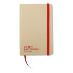 Notebook made of recycled material, blank pages, A6 red colour main view