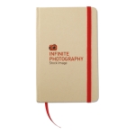 Notebook made of recycled material, blank pages, A6 red colour second main view