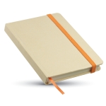 Notebook made of recycled material, blank pages, A6 orange colour second view