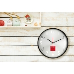 Attractive analogue wall clock made of aluminium and plastic black colour main ambient view