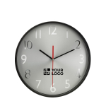 Attractive analogue wall clock made of aluminium and plastic black colour view with print area