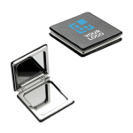 Square pocket mirror with magnetic closure black colour view with print area